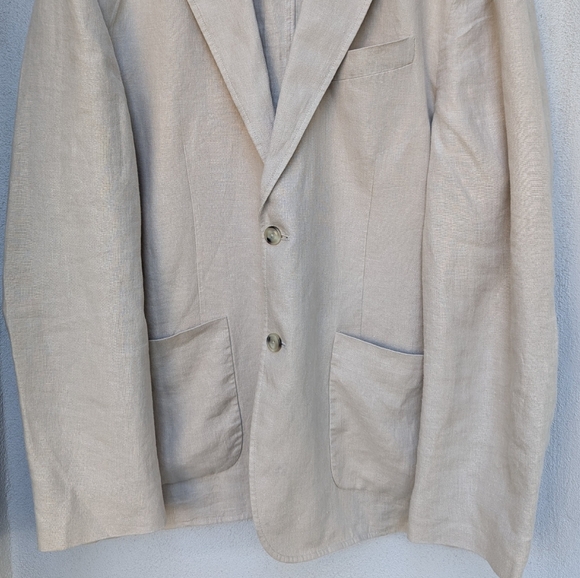 Vince Men’s Beige Relaxed Hemp Blazer -  Coastal Resort Summer Jacket - Size XXL - Picture 7 of 10